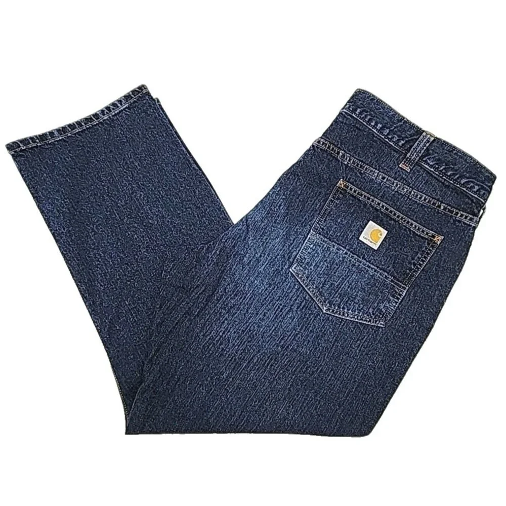 Carhartt Jeans Men Size 42 x 30 Relaxed Fit Dark Wash Cotton Blue Denim BD5119